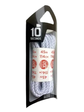 10 Seconds ® Athletic Jumbo Round Laces | Silver/White Honeycomb