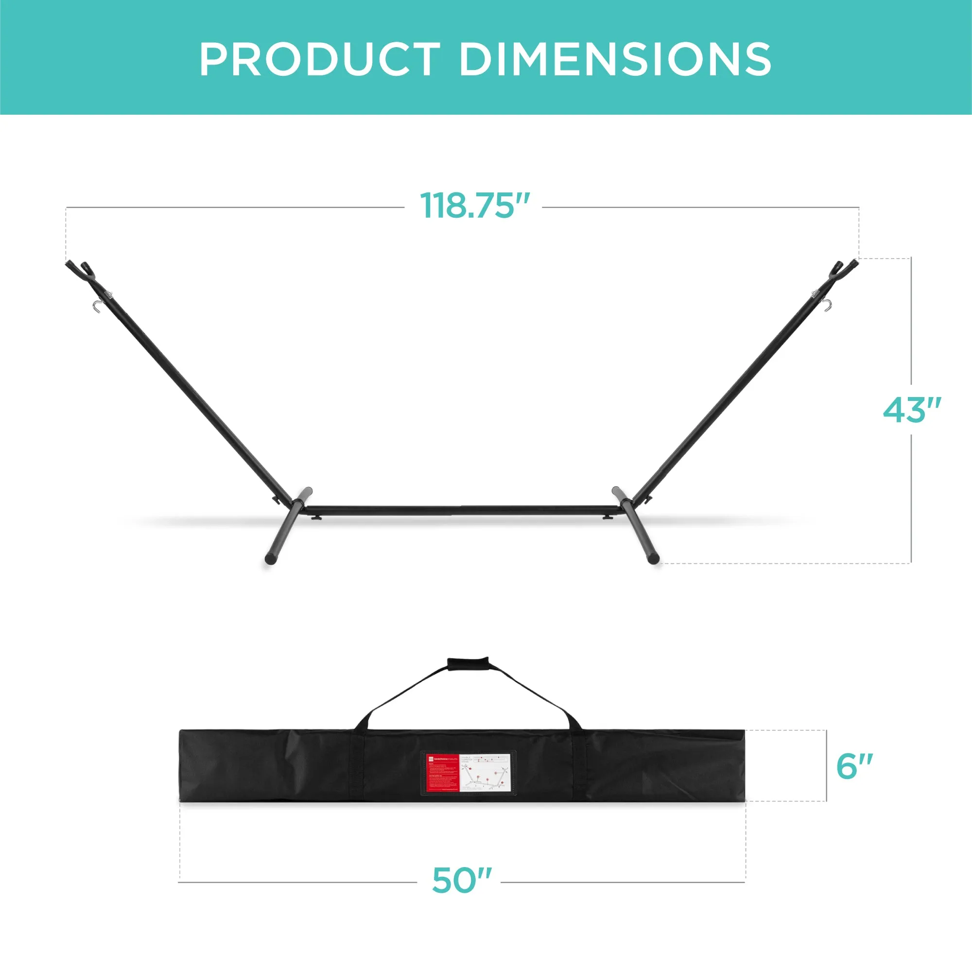 2-Person Brazilian-Style Double Hammock w/ Carrying Bag and Steel Stand