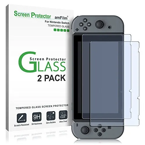 amFilm Tempered Glass Screen Protector for Nintendo Switch 2017 (2-Pack) - (NSW) Nintendo Switch