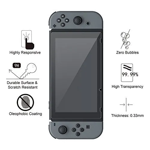 amFilm Tempered Glass Screen Protector for Nintendo Switch 2017 (2-Pack) - (NSW) Nintendo Switch