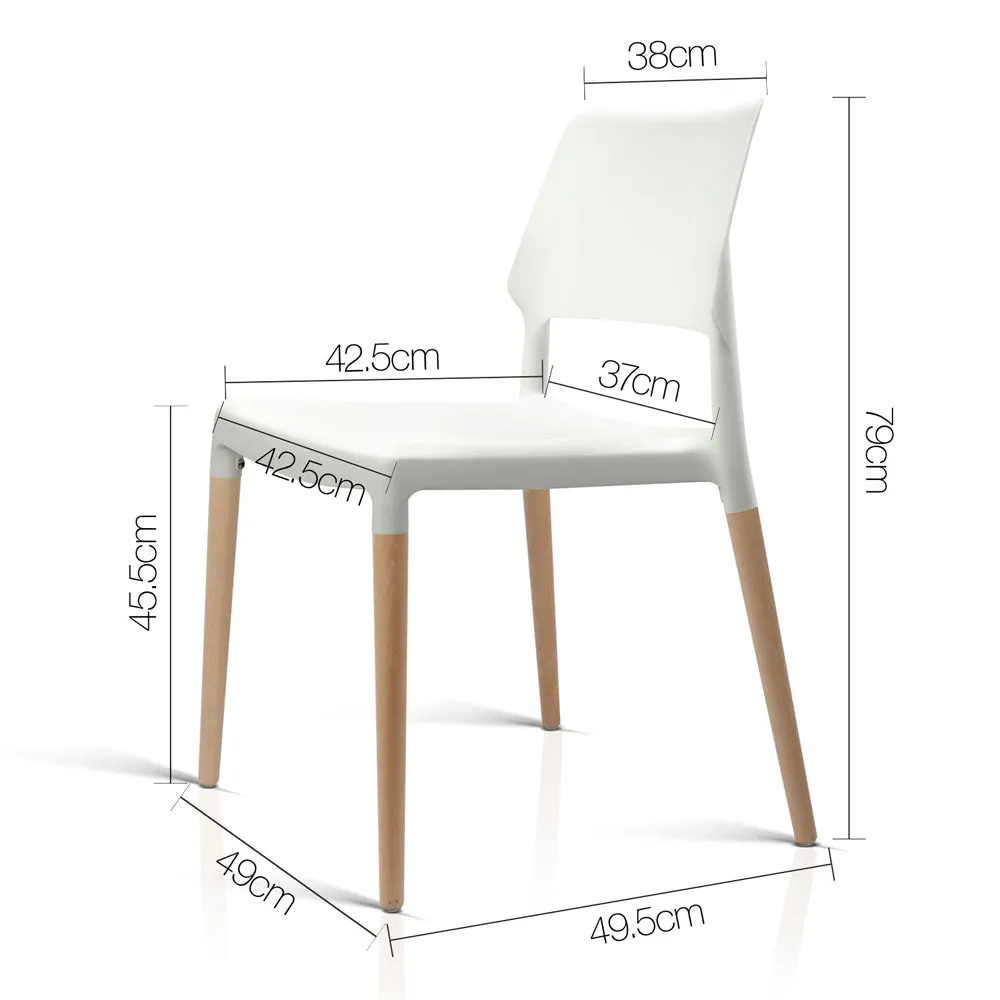 Artiss Set of 4 Wooden Stackable Dining Chairs - White