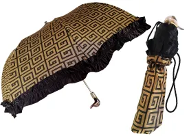 Automatic Folding Umbrella with Black Ruffle