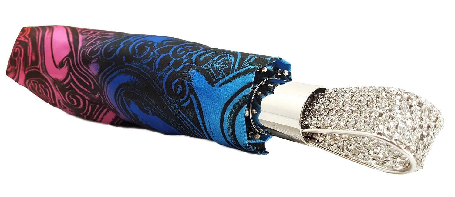 Beautiful Women's Compact Umbrella Embedded With Swarovski Crystals