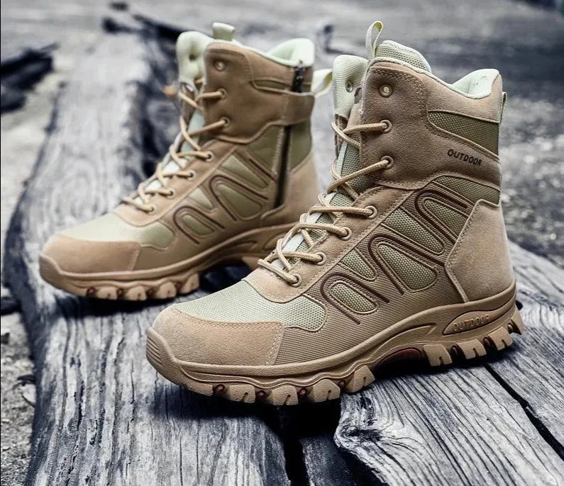 Brand Tactical Desert Boots Lace Up Outdoor Mid-Calf Boots Men's Shoes Plus Size 47 Anti-Slip Hiking Boots