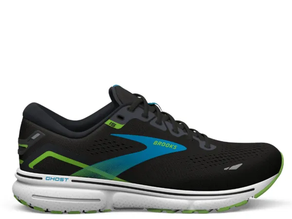 Brooks Ghost 15 Mens Running Shoe (Black/Hawaiian Ocean/Green)