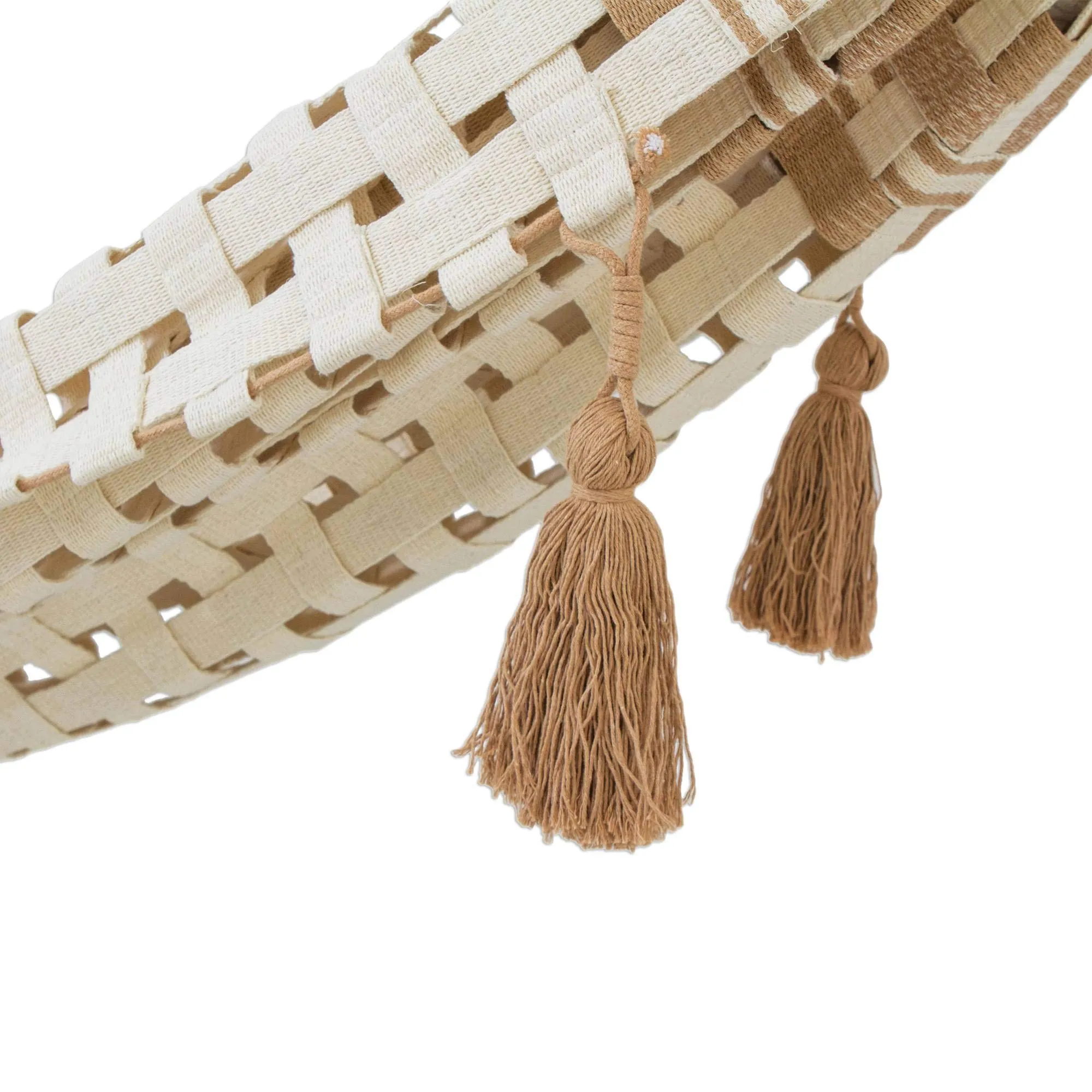 Brown and Ivory Hand Woven Cotton Rope Hammock - NOVICA