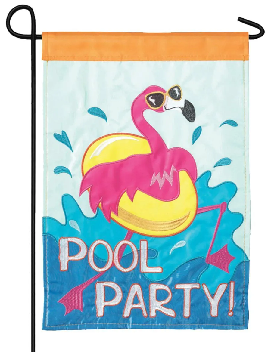 Flamingo Pool Party Double Appliqué Garden Flag