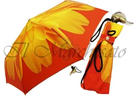 Flowered Women's Folding Umbrella with Duck Handle