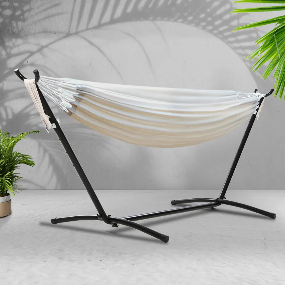 Gardeon Hammock Bed Camping Chair Outdoor Lounge Single Cotton with Stand