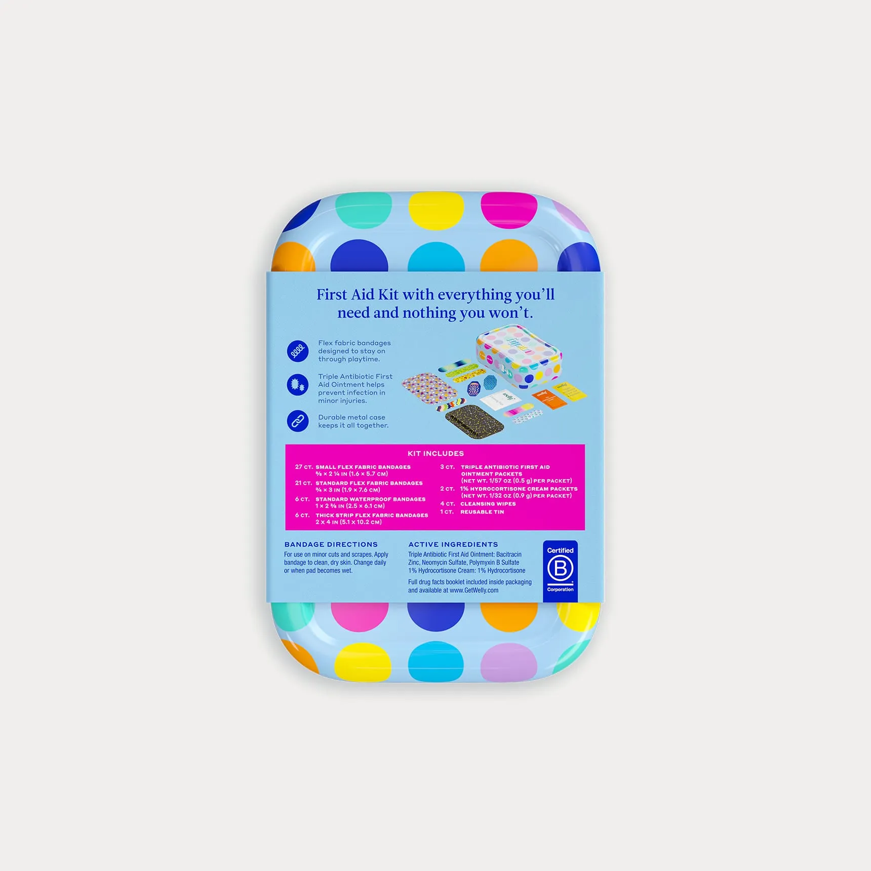 Kids First Aid Kit - Polka Dot 70CT