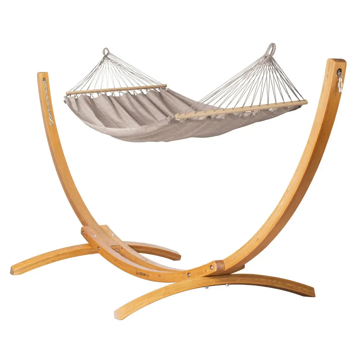 LA SIESTA Alisio Double Spreader Bar Hammock with Wooden Stand (W 160 cm)