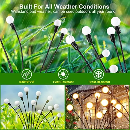 LETMY Solar Garden Lights - 4 Pack Upgraded Swaying Solar Lights for Outside, 32 LED Solar Outdoor Lights, Solar Firefly Lights Outdoor Waterproof Solar Garden Decorative Lights for Yard Patio Pathway