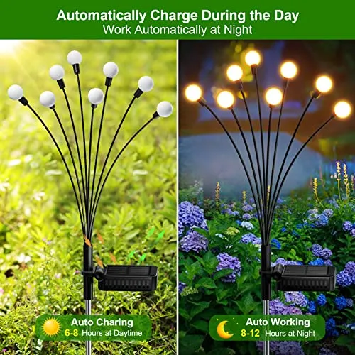 LETMY Solar Garden Lights - 4 Pack Upgraded Swaying Solar Lights for Outside, 32 LED Solar Outdoor Lights, Solar Firefly Lights Outdoor Waterproof Solar Garden Decorative Lights for Yard Patio Pathway