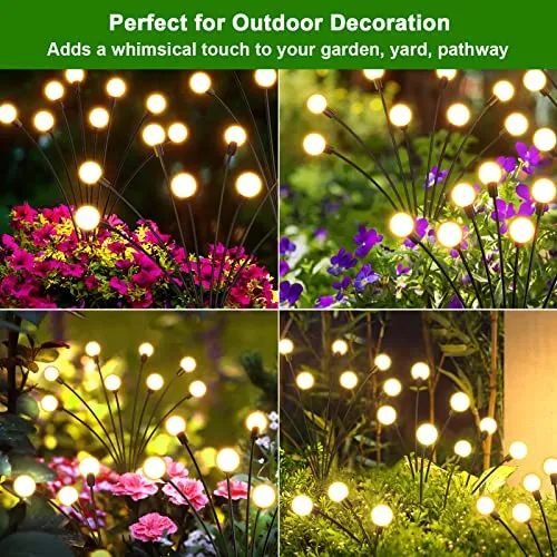 LETMY Solar Garden Lights - 4 Pack Upgraded Swaying Solar Lights for Outside, 32 LED Solar Outdoor Lights, Solar Firefly Lights Outdoor Waterproof Solar Garden Decorative Lights for Yard Patio Pathway