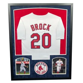 Lou Brock Signed St. Louis White Custom Double-Suede Framed baseball Jersey (JSA)