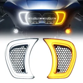 Road Glide Vent Insert LED Halo Lights with DRL and Turn Signals for Harley Davidson