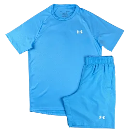 Under Armour Geo Emboss T-Shirt / Shorts - Blue