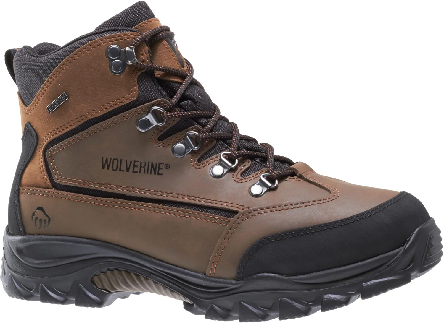 Wolverine Mens Brown/Black Leather Spencer WP Mid Hiking Boots